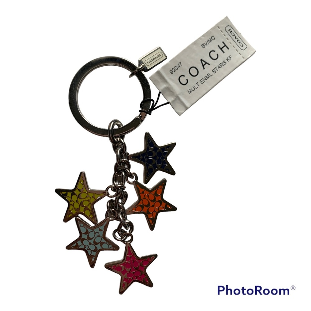 Coach Stars Multicolor Keychain Key Chain Fob Purse Charm NWT 92047